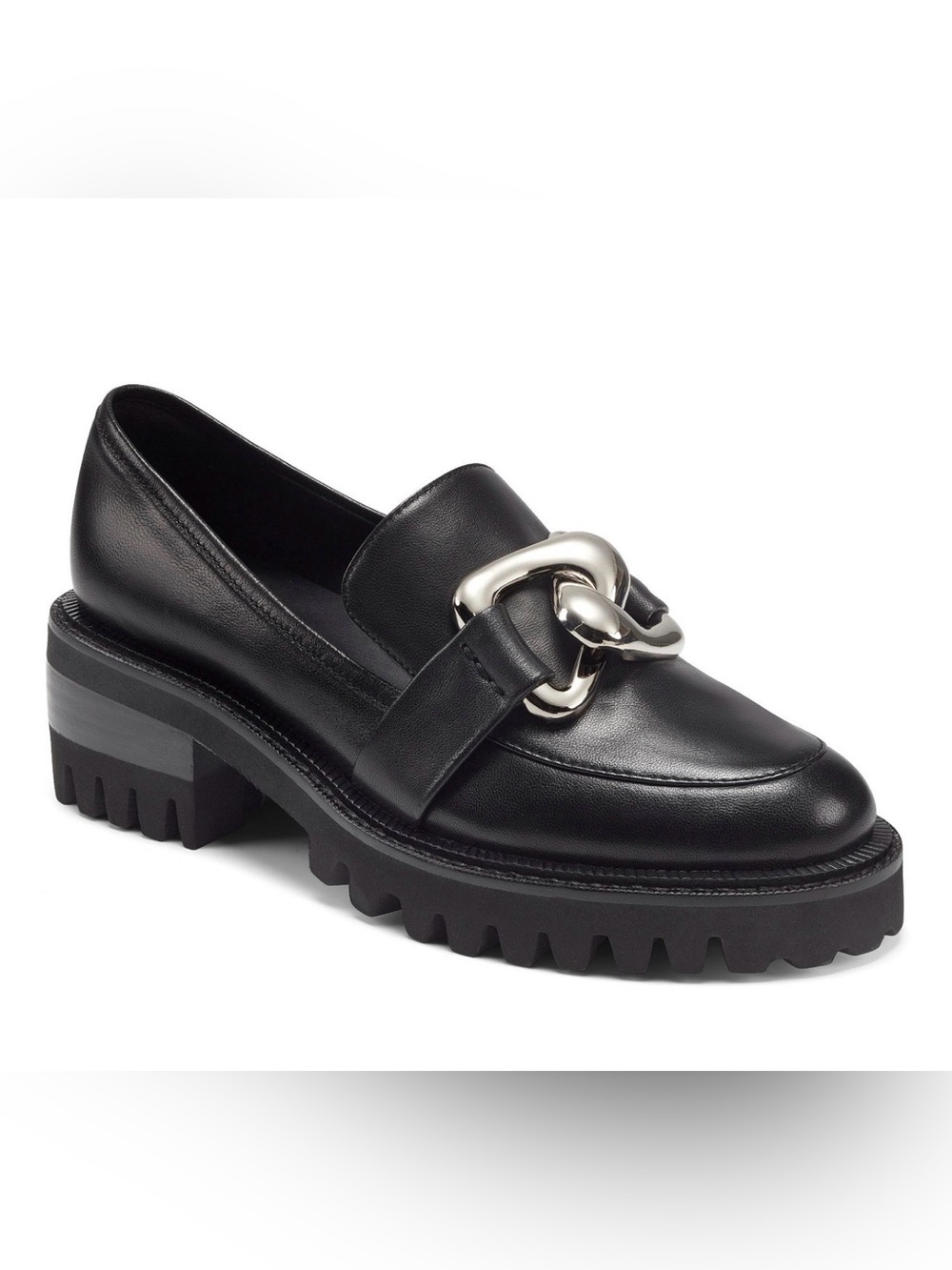 Aerosoles Lilia Black Leather Dress Heel Loafer